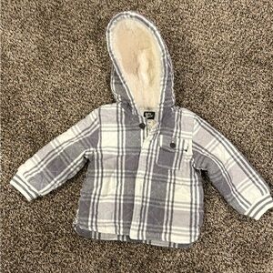 Baby b’ gosh Plaid Quilted Hooded Jacket